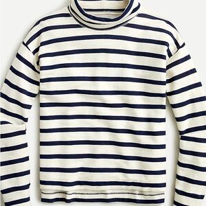 Striped Navy and White cotton terry turtleneck